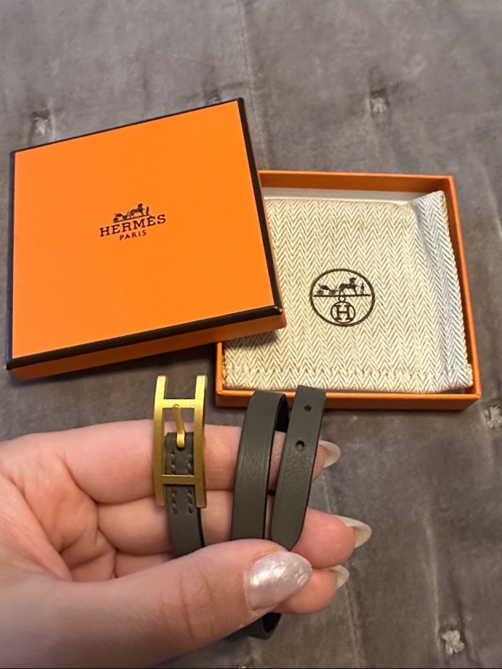 Hermes Behapi Reversible Bracelet Black/Grey
